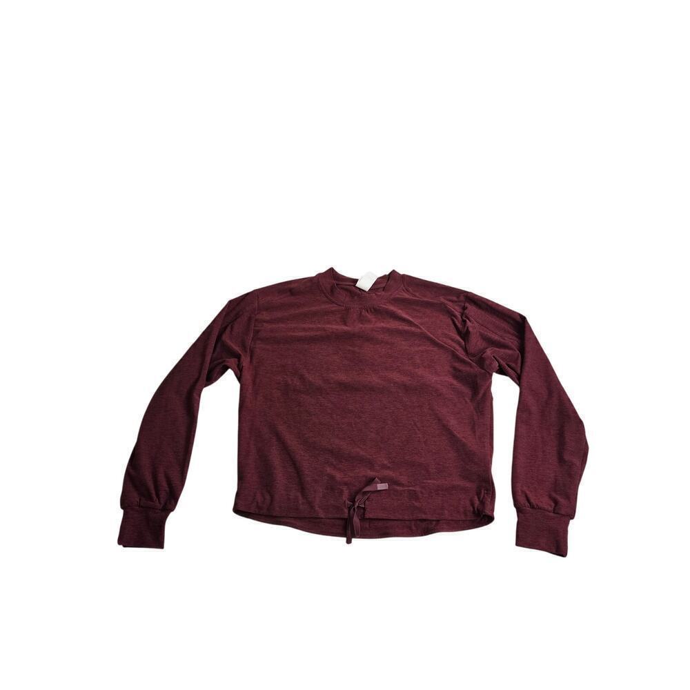 Lole Om Tech Crew Neck Top Burgundy Small Front Tie Athleisure